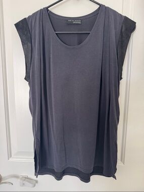 Zara Dark Charcoal Draped Sleeveless Tank Top